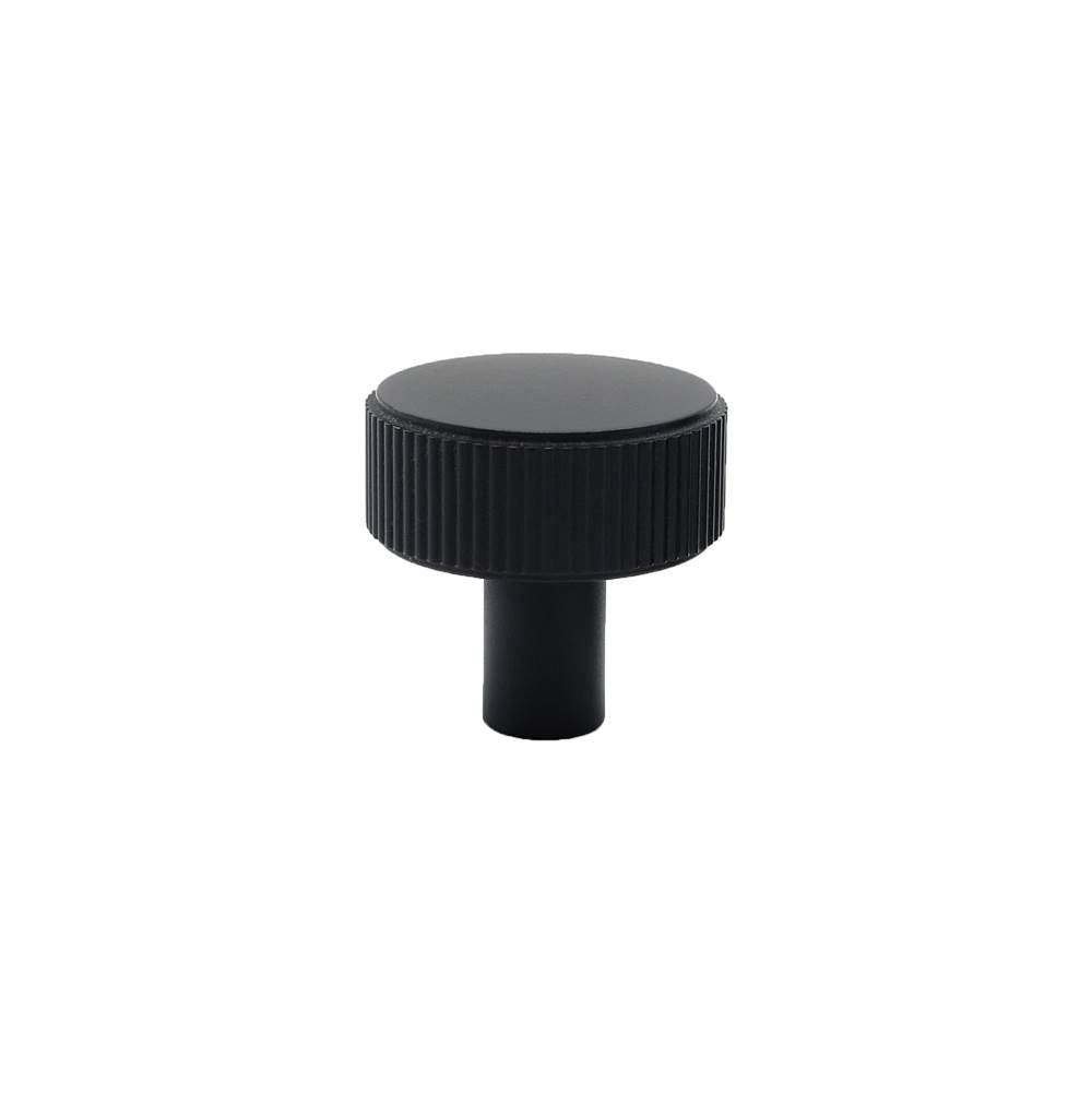 Hapny - Ribbed 1-3/8 in (35 mm) Width Matte Black Cabinet Knob - Matte Black