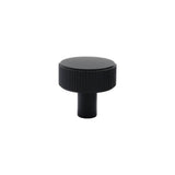 Hapny - Ribbed 1-3/8 in (35 mm) Width Matte Black Cabinet Knob - Matte Black