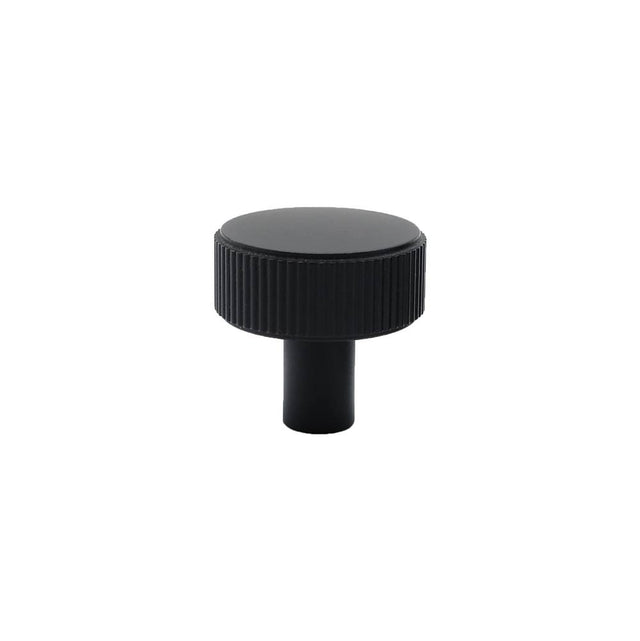 Hapny - Ribbed 1-3/8 in (35 mm) Width Matte Black Cabinet Knob - Matte Black