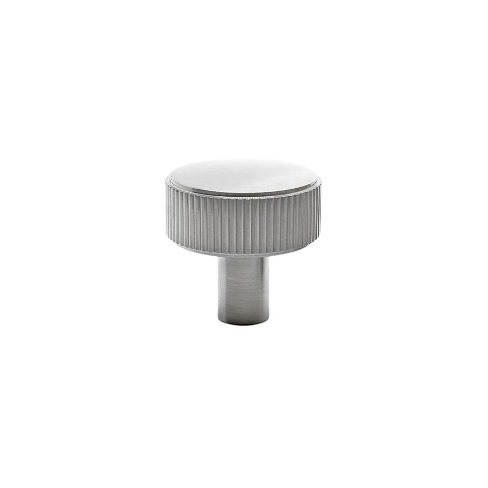 Hapny - Ribbed 1-3/8 in (35 mm) Width Satin Nickel Cabinet Knob - Satin Nickel