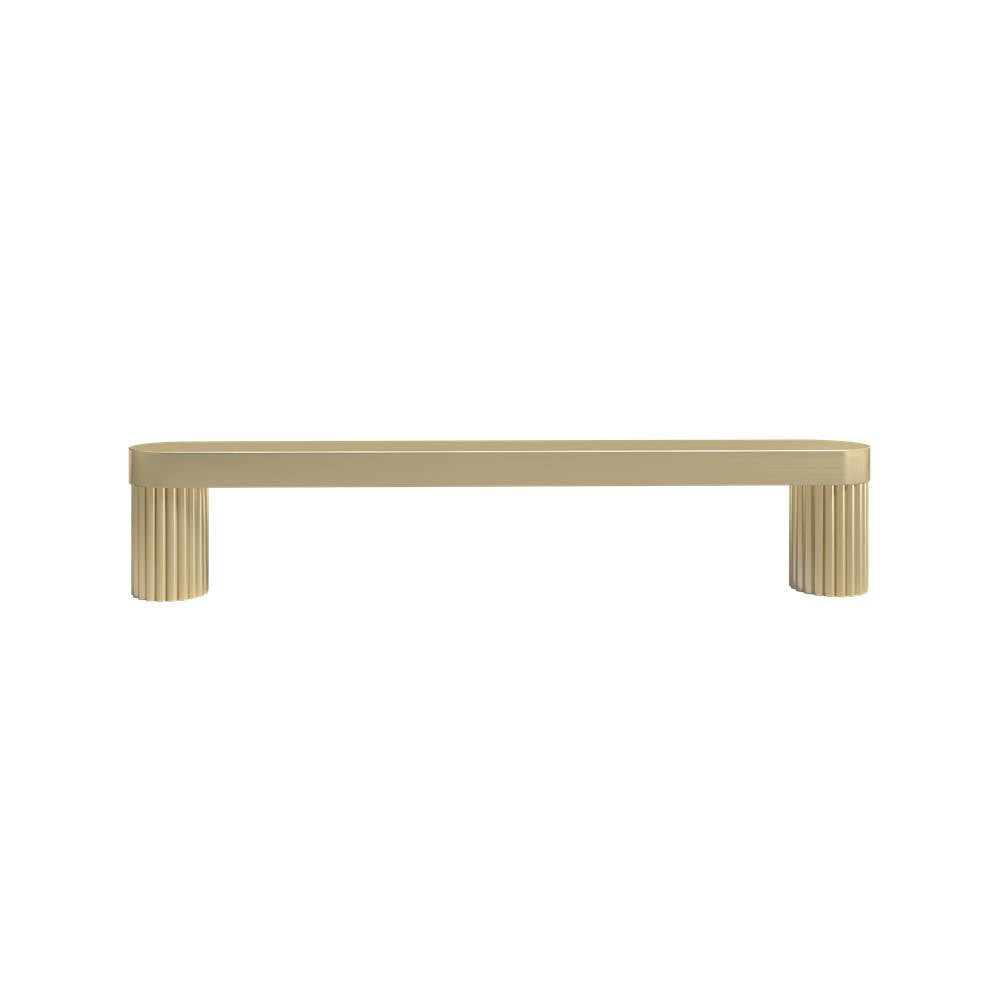Hapny - Ribbed 5 in (128 mm) Center to Center Satin Brass Cabinet Pull - Satin Brass