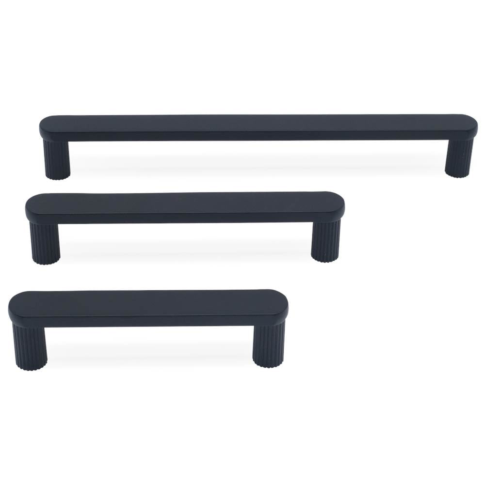 Ribbed 8 in (203.2 mm) Center to Center Matte Black Cabinet Pull