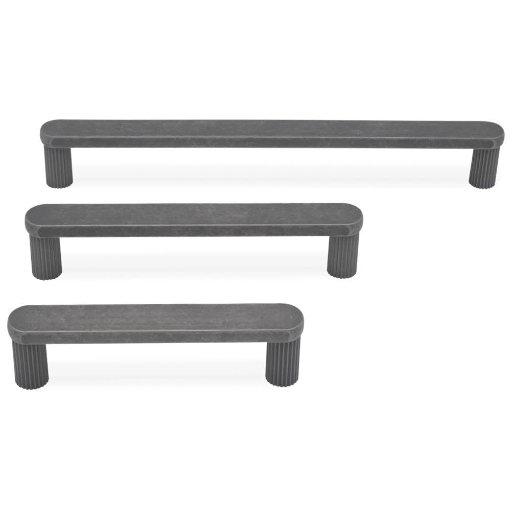 Ribbed 5 in (128 mm) Center to Center Matte Black Cabinet Pull