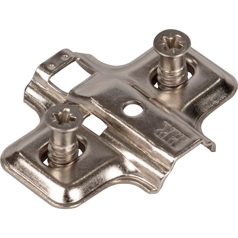 Hardware Resources - Standard Duty 0 mm Non-Cam Adjustable Steel Plate with Euro Screws for 500 Series Euro Hinges - Polished Nickel