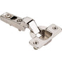 Hardware Resources - 110 degree Partial Overlay Screw Adjustable Standard Duty Hinge with Press-in 8 mm Dowels - Polished Nickel
