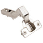 Hardware Resources - 45 degree Standard Duty Corner Overlay Cam Adjustable Self-close Hinge with Press-in 8 mm Dowels - Polished Nickel