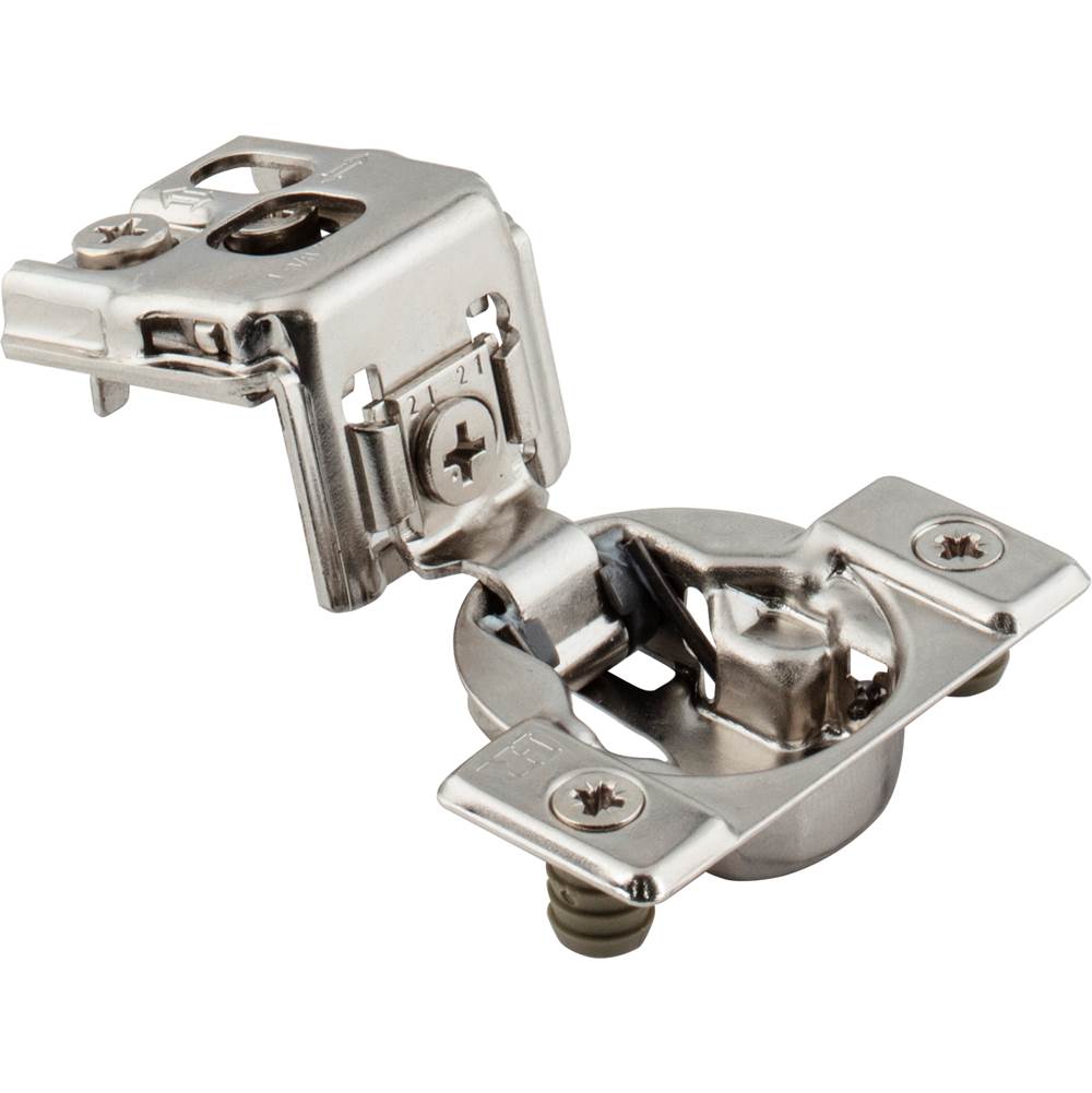 Hardware Resources - 105degree 1-3/8'' Overlay DURA-CLOSE Self-close Compact Hinge with Press-in 8 mm Dowels - Nickel