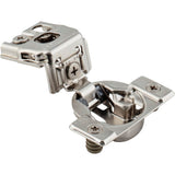 Hardware Resources - 105degree 1-1/4'' Overlay DURA-CLOSE Self-close Compact Hinge with 2 Cleats and Press-in 8mm Dowels. - Nickel