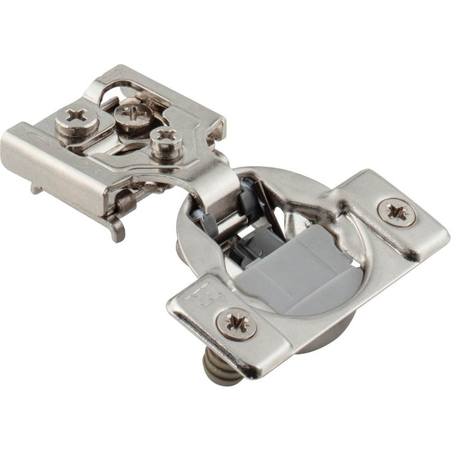 Hardware Resources - 105degree 3/8'' Overlay Heavy Duty DURA-CLOSE Soft-close Compact Hinge with Press-in 8 mm Dowels - Nickel