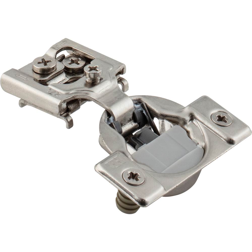 Hardware Resources - 105 degree 1/2'' Overlay Heavy Duty DURA-CLOSE  Soft-close Compact Hinge with Press-in 8 mm Dowels - Nickel