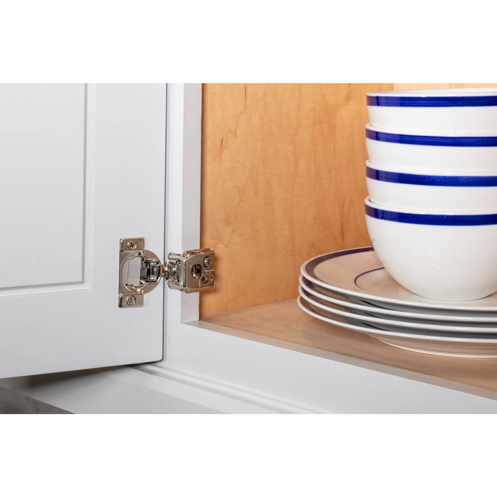 105degree 1-1/4'' Overlay Heavy Duty DURA-CLOSE Soft-close Compact Hinge with 2 Cleats and Press-in 8mm Dowels.