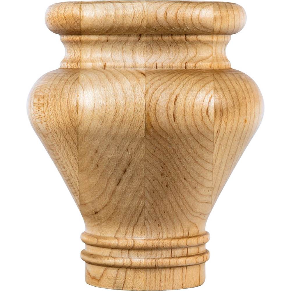 Hardware Resources - 3-1/2'' W x 3-1/2'' D x 4'' H Alder Turned Bun Foot - Unfinished