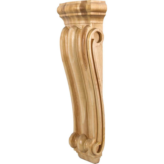 Hardware Resources - 7'' W x 3-3/4'' D x 22'' H Maple Scrolled Corbel - Unfinished