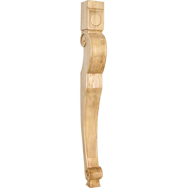 Hardware Resources - 3-1/2'' W x 3-1/2'' D x 35-1/2'' H Maple Baroque Leg - Unfinished