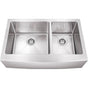 Hardware Resources - 35-7/8'' L x 20-3/4'' W x 10'' D Farmhouse/Apron Front 16 Gauge Stainless Steel 60/40 Double Bowl Sink - Stainless Steel