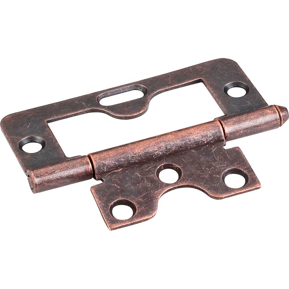 Hardware Resources - Dark Antique Copper Machined 3'' Swaged Loose Pin Non-Mortise Hinge with 1 Slot - Distressed Antique Brass