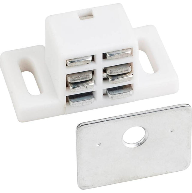 Hardware Resources - 25 lb White Single Magnetic Catch with Zinc Strike - White