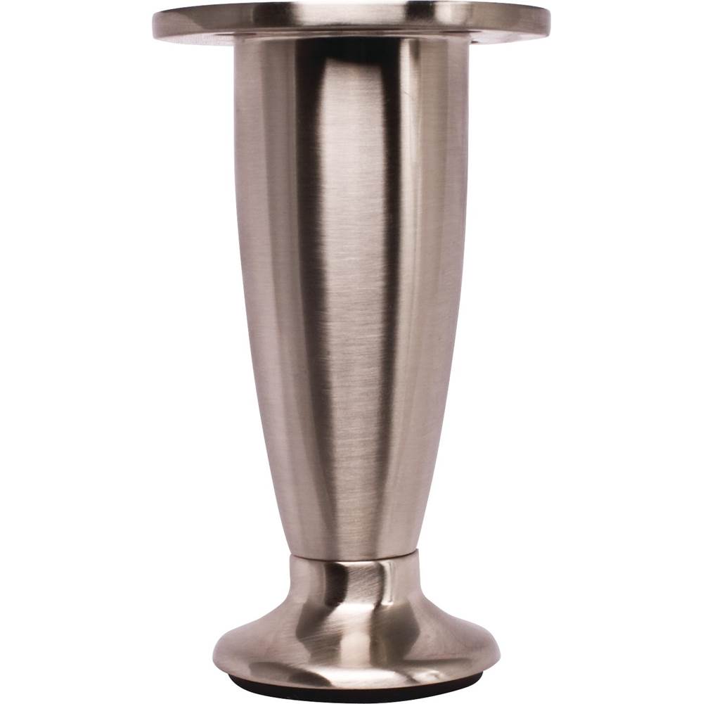Hardware Resources - Adjustable 4'' - 4-1/2'' Satin Nickel Round Metal Furniture Leg - Satin Nickel
