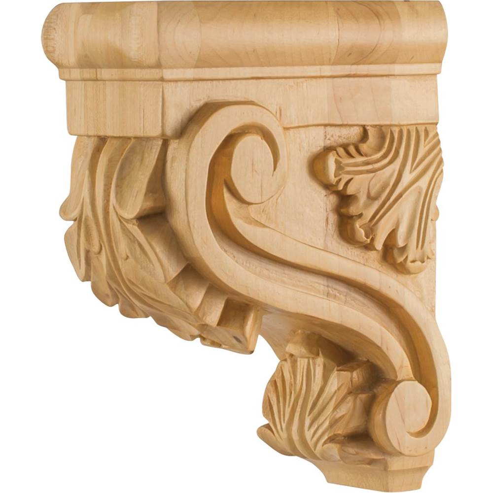 Hardware Resources - 3'' W x 6'' D x 8'' H Rubberwood Acanthus Corbel - Unfinished