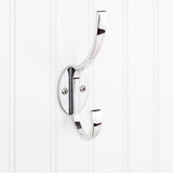 Hardware Resources - 5-7/8'' Polished Chrome Flared Transitional Double Prong Wall Mounted Hook - Polished Chrome