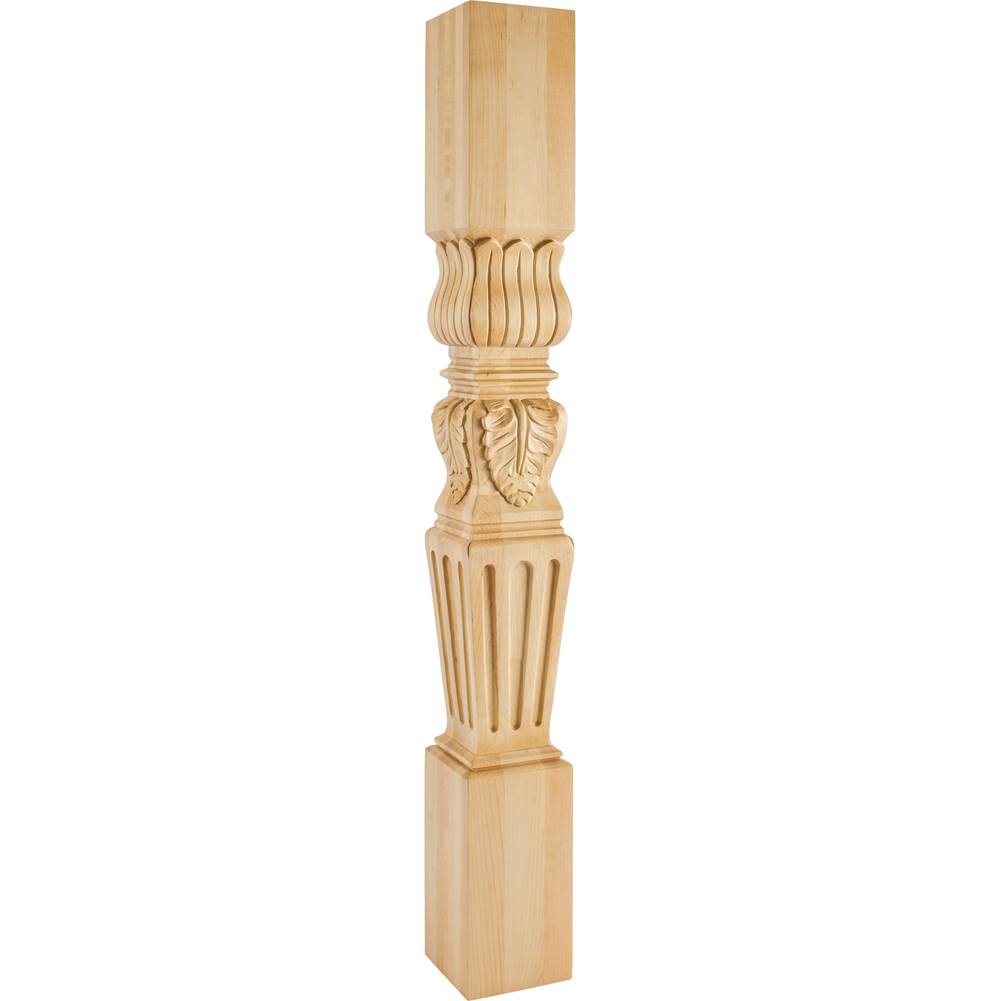Hardware Resources - 5'' W x 5'' D x 42'' H Maple Fluted Acanthus Post - Unfinished