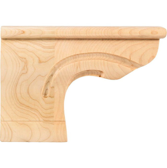Hardware Resources - 6-3/8'' W x 1'' D x 4-1/2'' H Rubberwood Beaded Left Corner Pedestal Foot - Unfinished