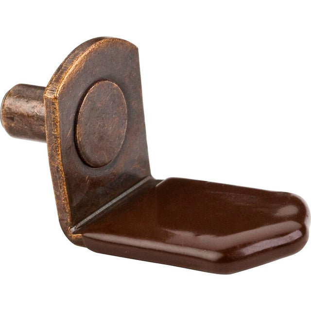 Hardware Resources - Antique Brass 5 mm Pin Angled Shelf Support with 3/4'' Arm and Brown Sleeve - Priced and Sold by the Thousand - Brushed Antique Brass