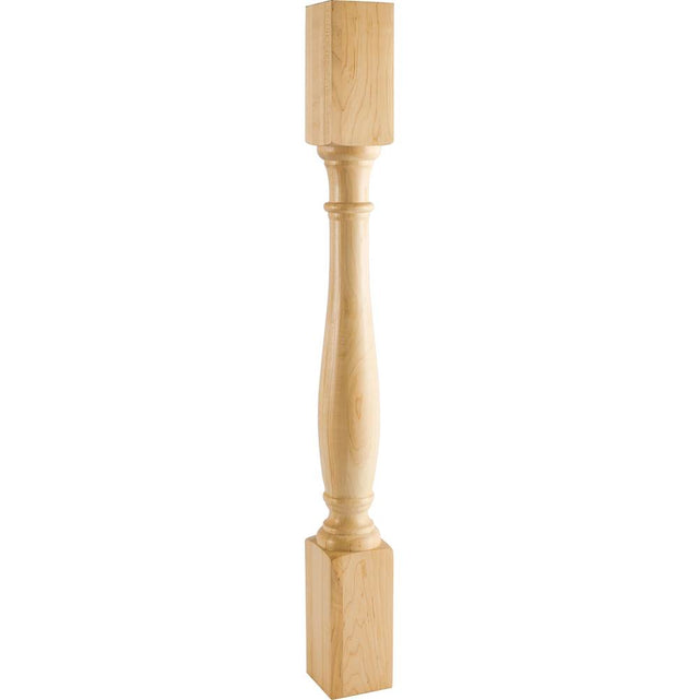 Hardware Resources - 3-1/2'' W x 3-1/2'' D x 35-1/2'' H Rubberwood Turned Post - Unfinished