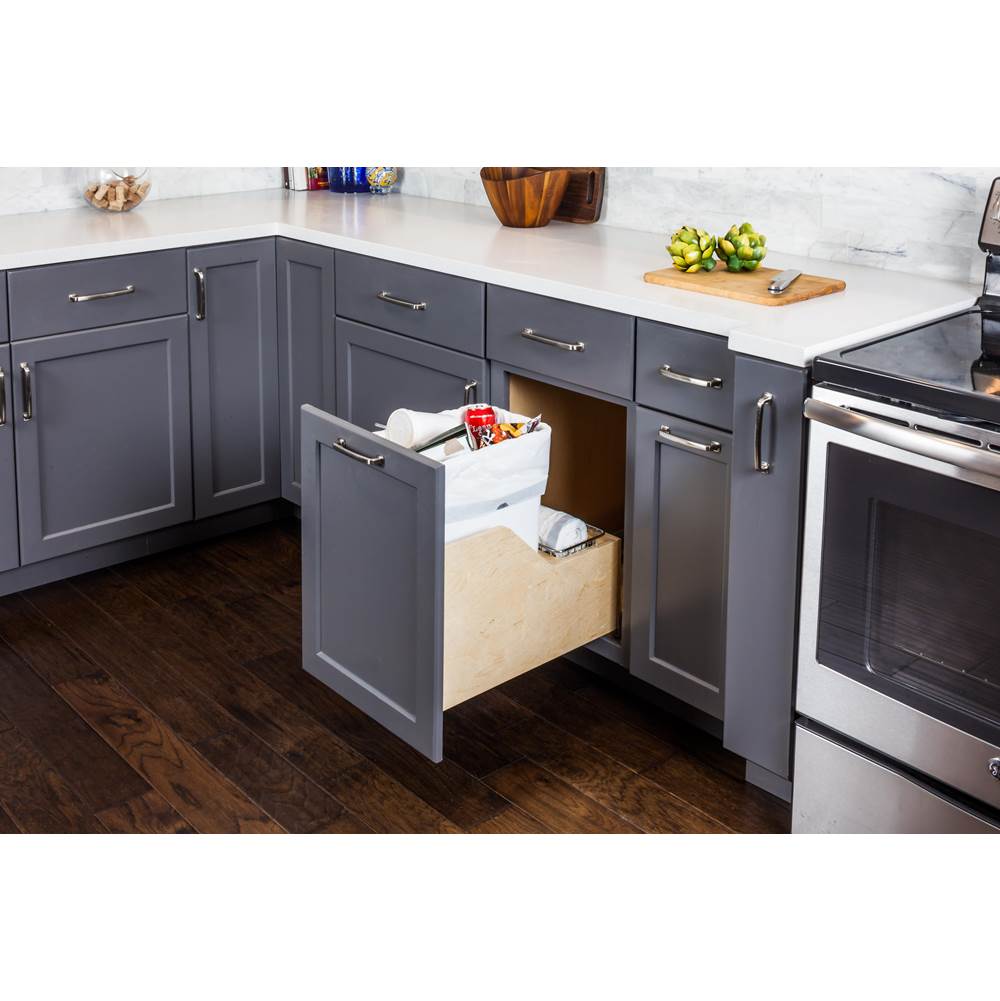 Single 35 Quart Bottom-Mount Soft-close Trashcan Pullout for Door Mounting, Includes Black Can
