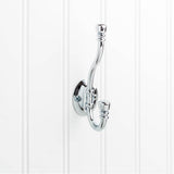 Hardware Resources - 5-3/16'' Polished Chrome Ringed Contemporary Double Prong Wall Mounted Hook - Polished Chrome