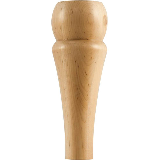 Hardware Resources - 3'' W x 3'' D x 8'' H Rubberwood Round Contemporary Bun Foot - Unfinished