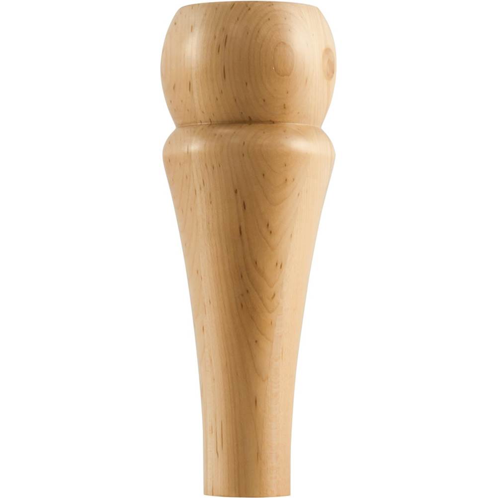 Hardware Resources - 3'' W x 3'' D x 8'' H Hard Maple Round Contemporary Bun Foot - Unfinished