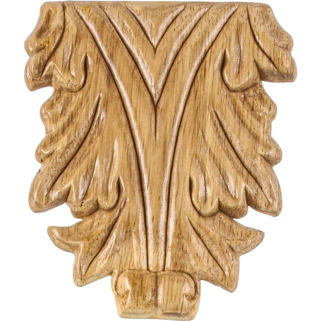 Hardware Resources - 3-5/8'' W x 5/16'' D x 4-1/4'' H Pressed Rubberwood Acanthus Applique - Unfinished