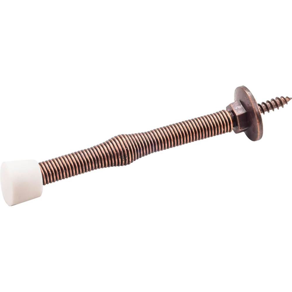 Hardware Resources - 3'' Antique Copper Spring Door Stop with Rubber Tip - Distressed Oil Rubbed Bronze