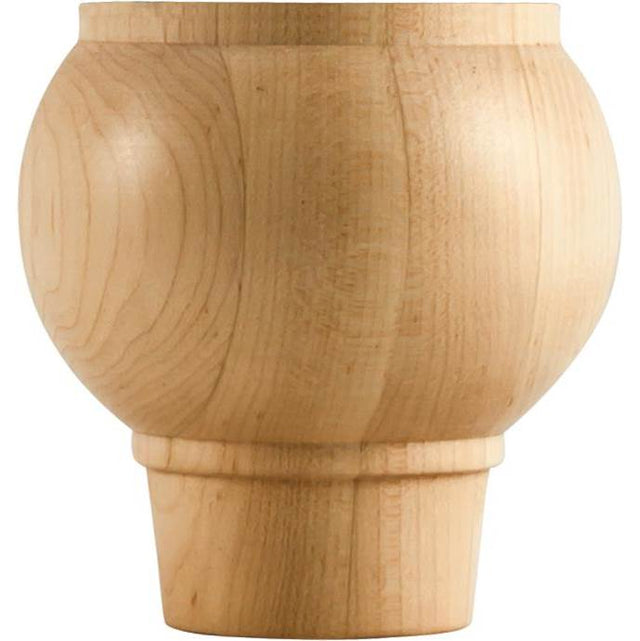 Hardware Resources - 4'' W x 4'' D x 4'' H Rubberwood Round Tapered Bun Foot - Unfinished