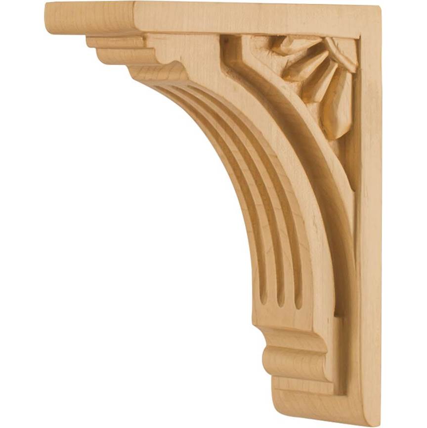 Hardware Resources - 2'' W x 4-5/8'' D x 6'' H Maple Art Deco Corbel - Unfinished