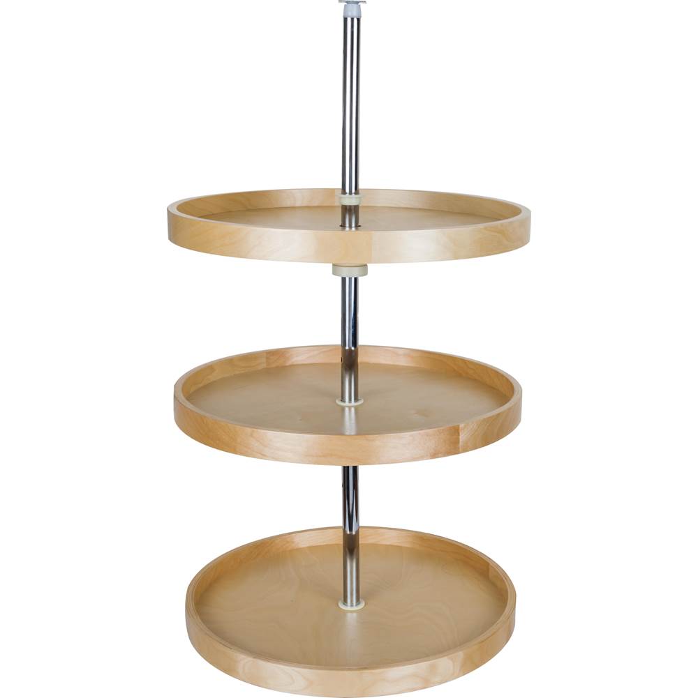 Hardware Resources - 18'' Round Three-Shelf Banded Wood Lazy Susan Set - UV Coated