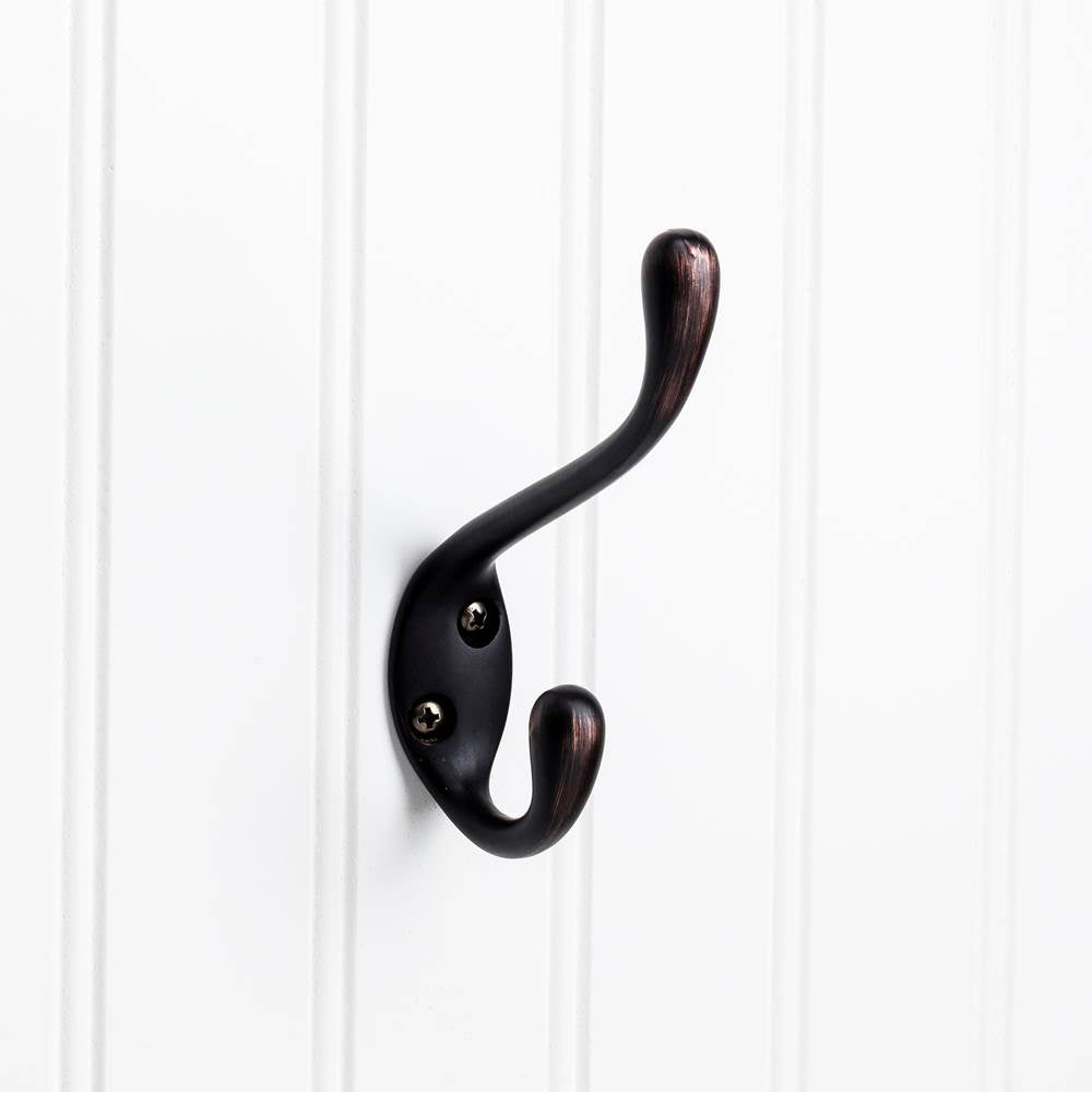 Hardware Resources - 4-1/2'' Brushed Oil Rubbed Bronze Large Transitional Double Prong Wall Mounted Hook - Brushed Oil Rubbed Bronze