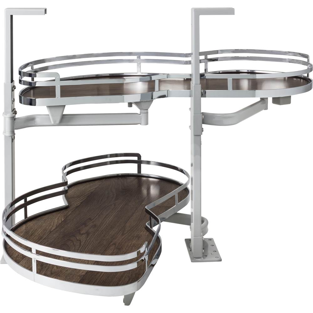 Hardware Resources - 21'' Polished Chrome and Walnut Blind Corner Swingout for Openings on the Left of the Blind - Polished Chrome