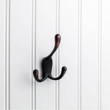 Hardware Resources - 4'' Brushed Oil Rubbed Bronze Large Concealed Triple Prong Wall Mounted Hook - Brushed Oil Rubbed Bronze