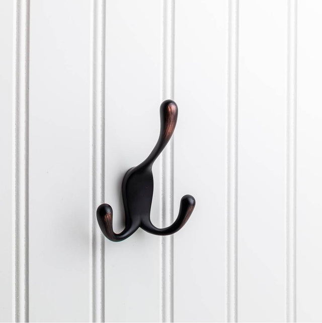 Hardware Resources - 4'' Brushed Oil Rubbed Bronze Large Concealed Triple Prong Wall Mounted Hook - Brushed Oil Rubbed Bronze