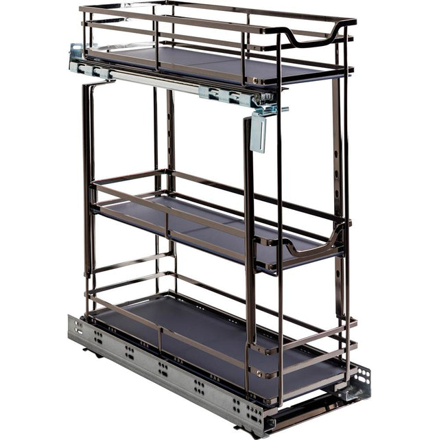 Hardware Resources - 8'' Black Nickel STORAGE WITH STYLE  Metal ''No Wiggle'' Base Pullout, Preassembled with Soft-close Slides - Black Nickel