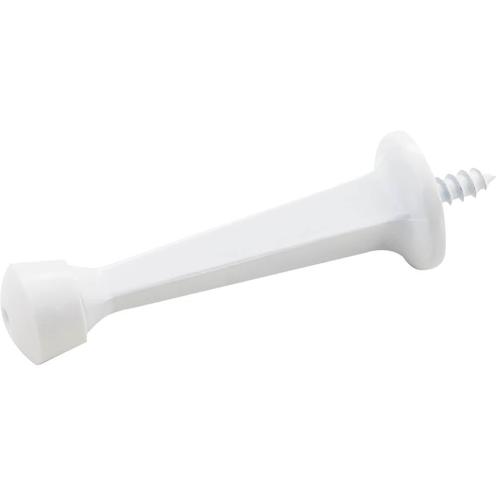 Hardware Resources - Solid Door Stop with Fixed Screw Attachment -  White - White