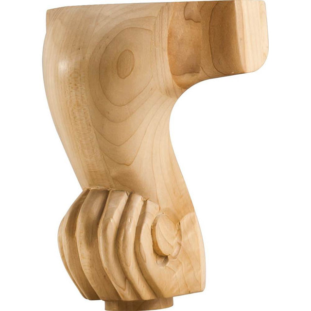 Hardware Resources - 4-3/4'' W x 4-1/2'' D x 6'' H Rubberwood French Cut Center Leg - Unfinished
