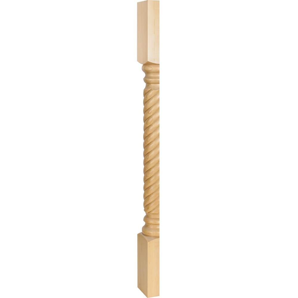 Hardware Resources - 3-1/2'' W x 1-3/4'' D x 35-1/2'' H Rubberwood Rope Split Post - Unfinished