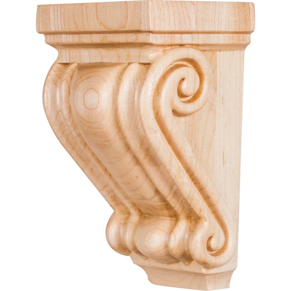 Hardware Resources - 3-3/4'' W x 3-1/2'' D x 6-1/2'' H White Birch Scrolled Corbel - Unfinished