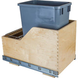 Hardware Resources - Single 35 Quart Wood Bottom-Mount Soft-close Trashcan Rollout for Hinged Doors, Includes Grey Can - Grey