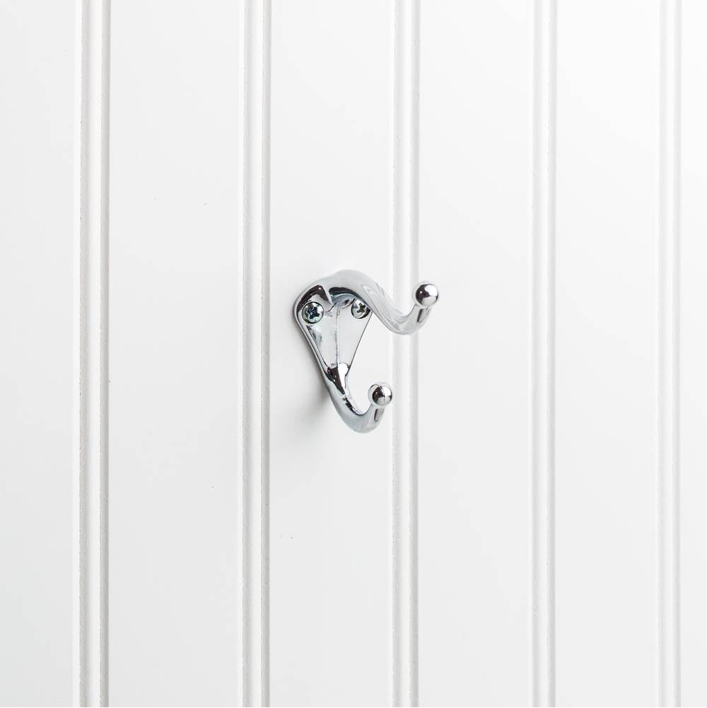Hardware Resources - 2-5/16'' Polished Chrome Traditional Double Prong Ball End Wall Mounted Utility Hook - Polished Chrome