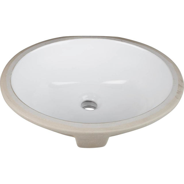 Hardware Resources - 15-9/16'' L x 13'' W  White Oval Undermount Porcelain Bathroom Sink With Overflow - White