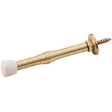 Hardware Resources - 3'' Polished Brass Spring Door Stop with Rubber Tip - Polished Brass